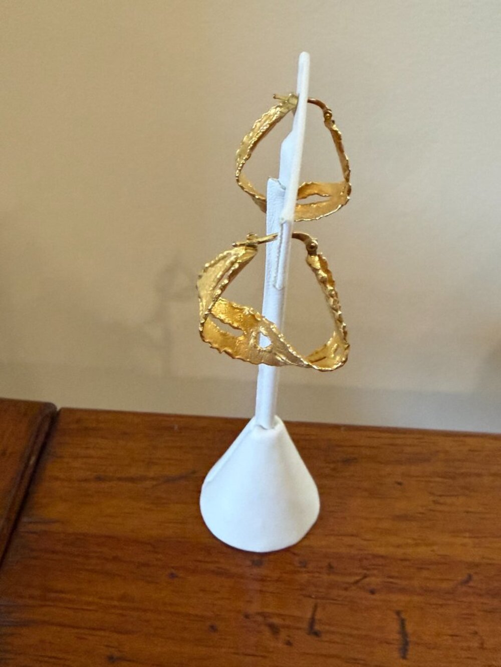 B Italy Gold Tone Twisted Hoop Earrings - Picture 3 of 11